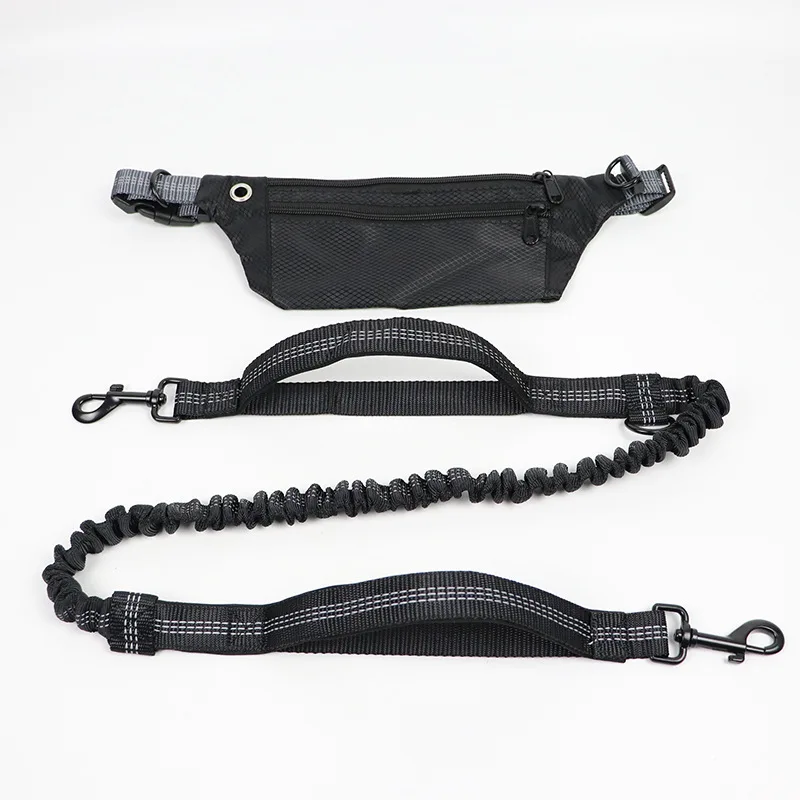 Fashion Waterproof Breathable High Quality Hands Free Bungee Sport Running Pet Dog Running  Leash With Waist Pocket Bag
