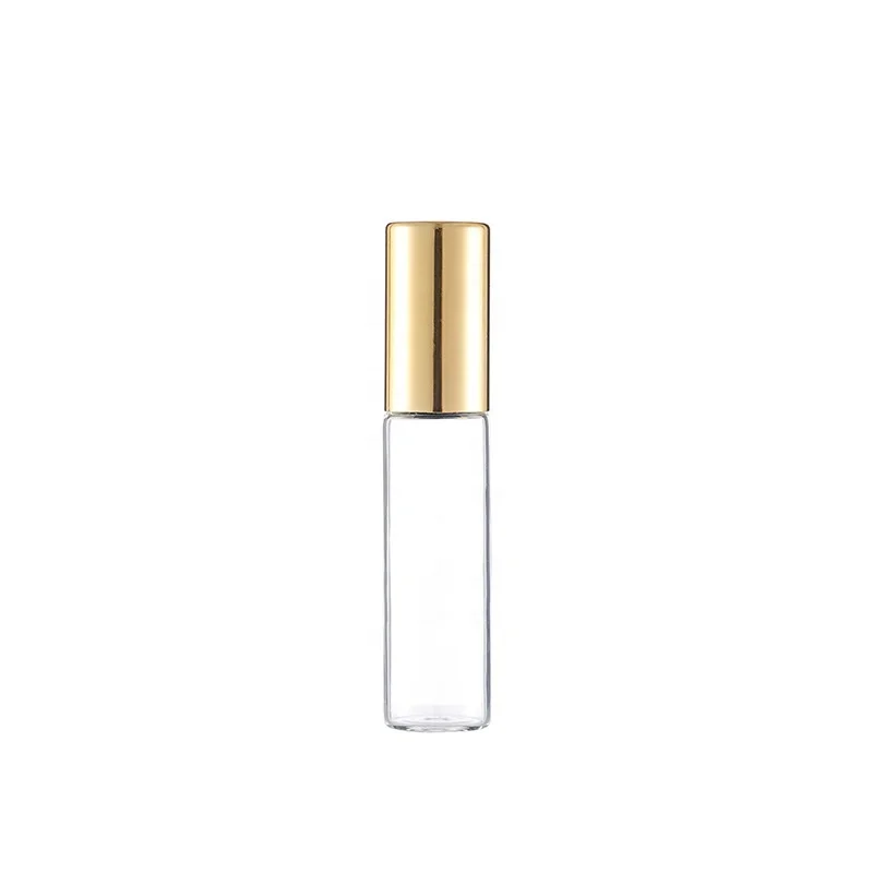 1ml 2ml 3ml 5ml 10ml Mini Travel Transparent Empty Roller Ball Glass Cylinder Shape Perfume Bottle with Aluminium Plastic Cap