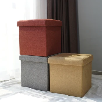 Custom Factory Wholesale Modern Storage Ottoman Saving Space Ottoman Stool Set
