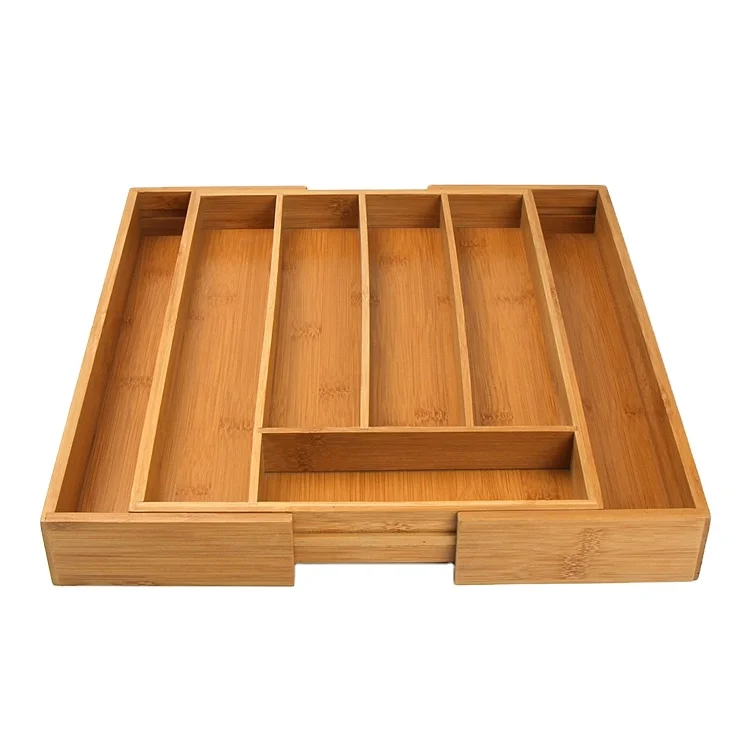Кухонный бамбуковый ящик-органайзер поднос для столовых
