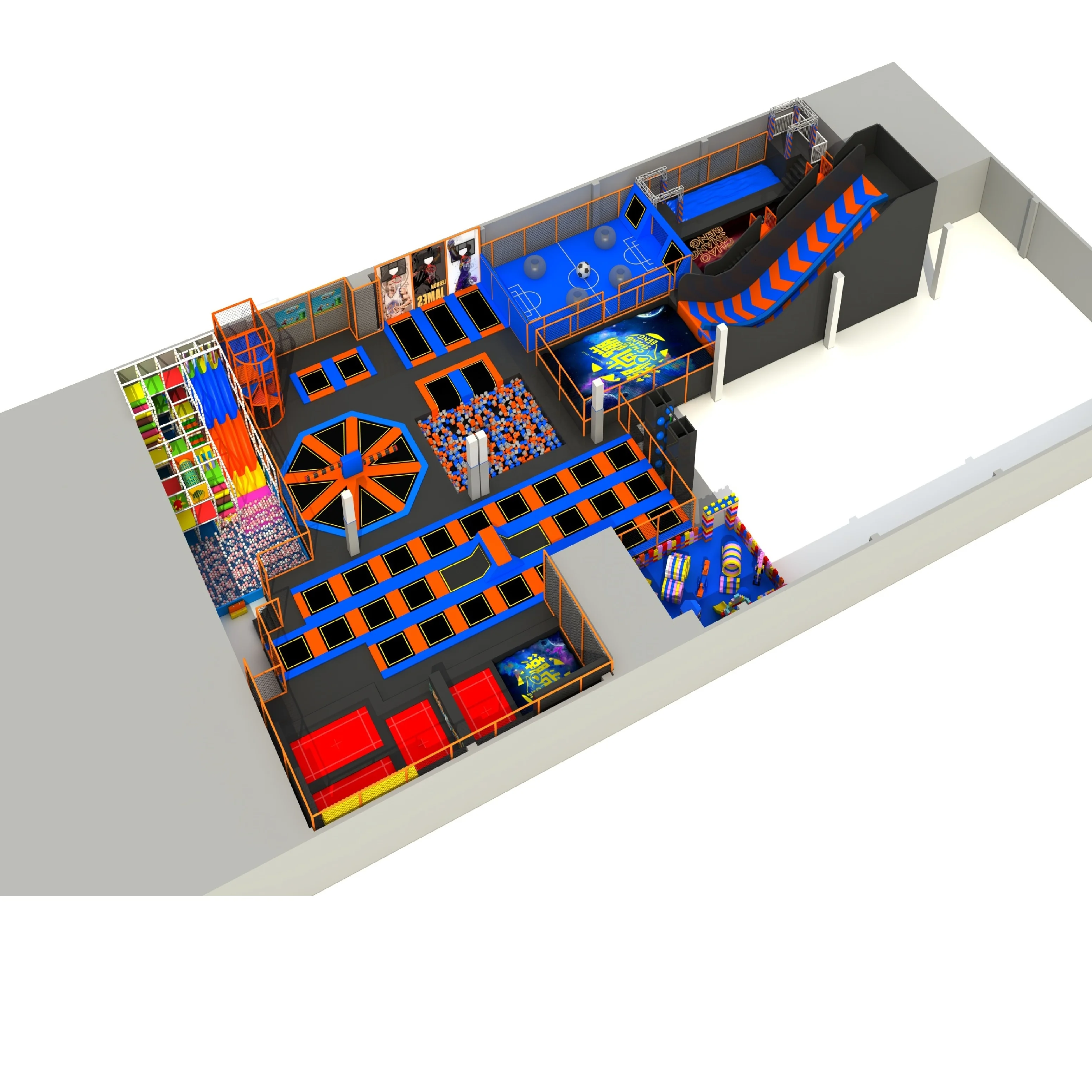 Cheap Prices Business Plan Commercial Kids Sky Zone Playground Equipment  Jump Big Indoor Trampoline Park