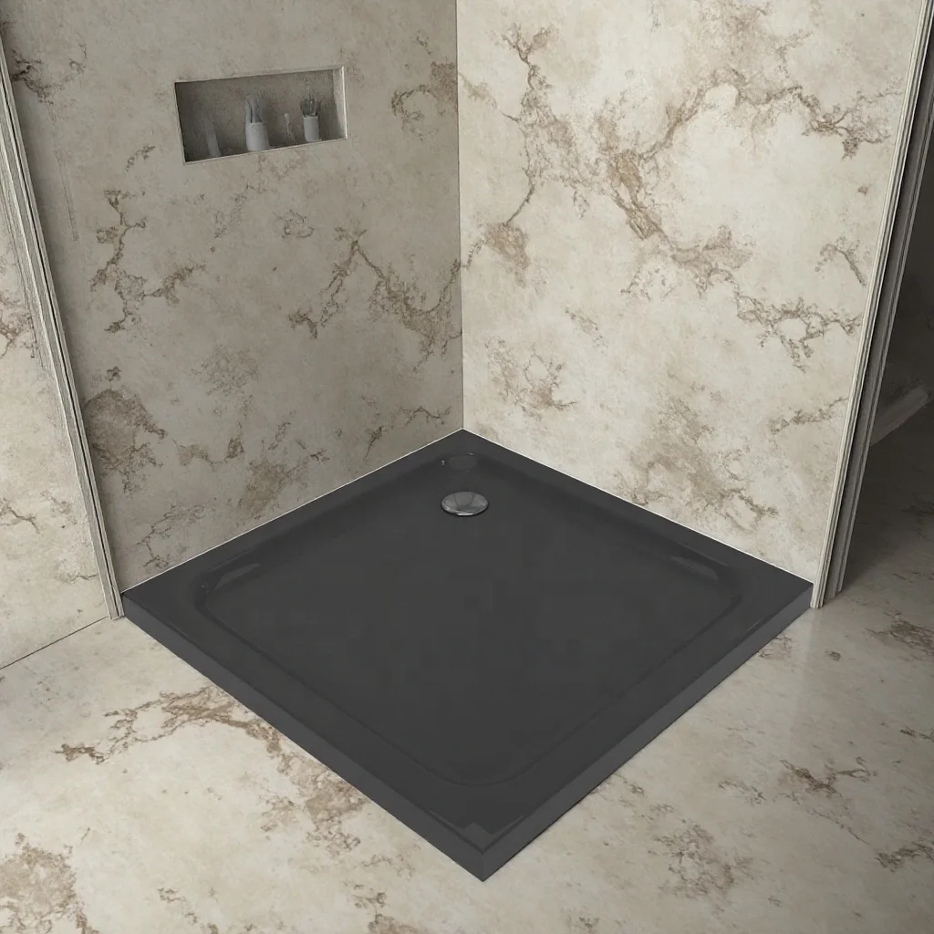 Exceed Custom Rectangle Fiberglass Shower Tray Modern Square Design Waterproof with Marble and Acrylic for Hotels