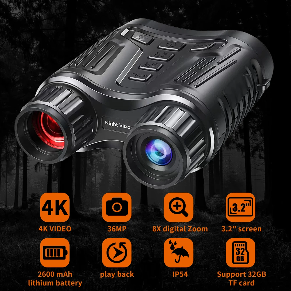 Jumelles Vision Nocturne​ 4K Étanches - Zoom X8 Grand Écran - Surplus Hector