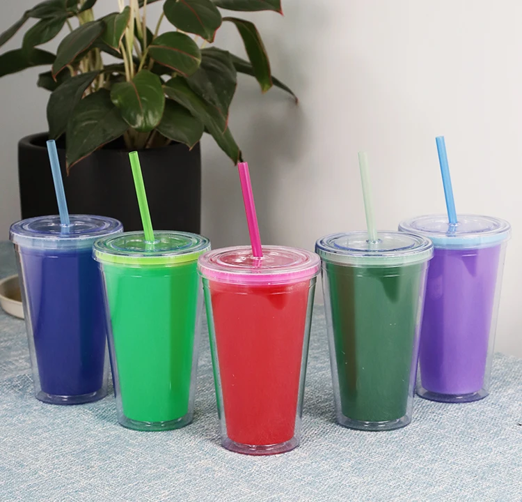 16 Oz Reusable Color Changing Temperature Plastic Cups,Drinking Tumbler