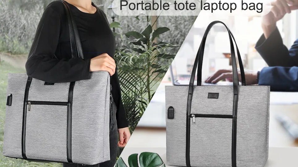 17.3 inch Large Gray Laptop Tote Bag – Relavel