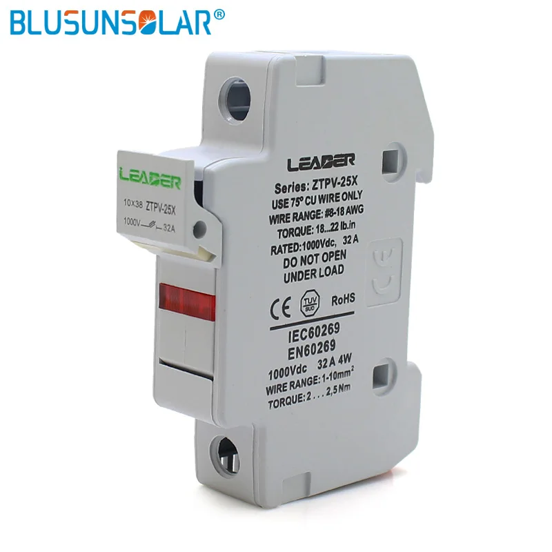 
 Держатели предохранителей на солнечной батарее, подходят для плавких предохранителей 10*38 мм, со светодиодным индикатором, для защиты солнечной системы  