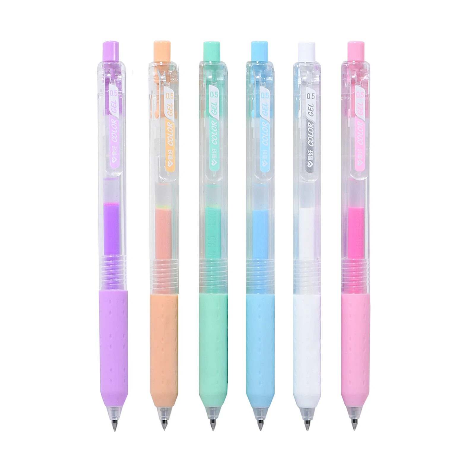 Bestseller: Hochwertige, einziehbare Gelstifte aus milchig-weißem Kunststoff (0,5 mm) – individuell gestaltbar_voghion.com
