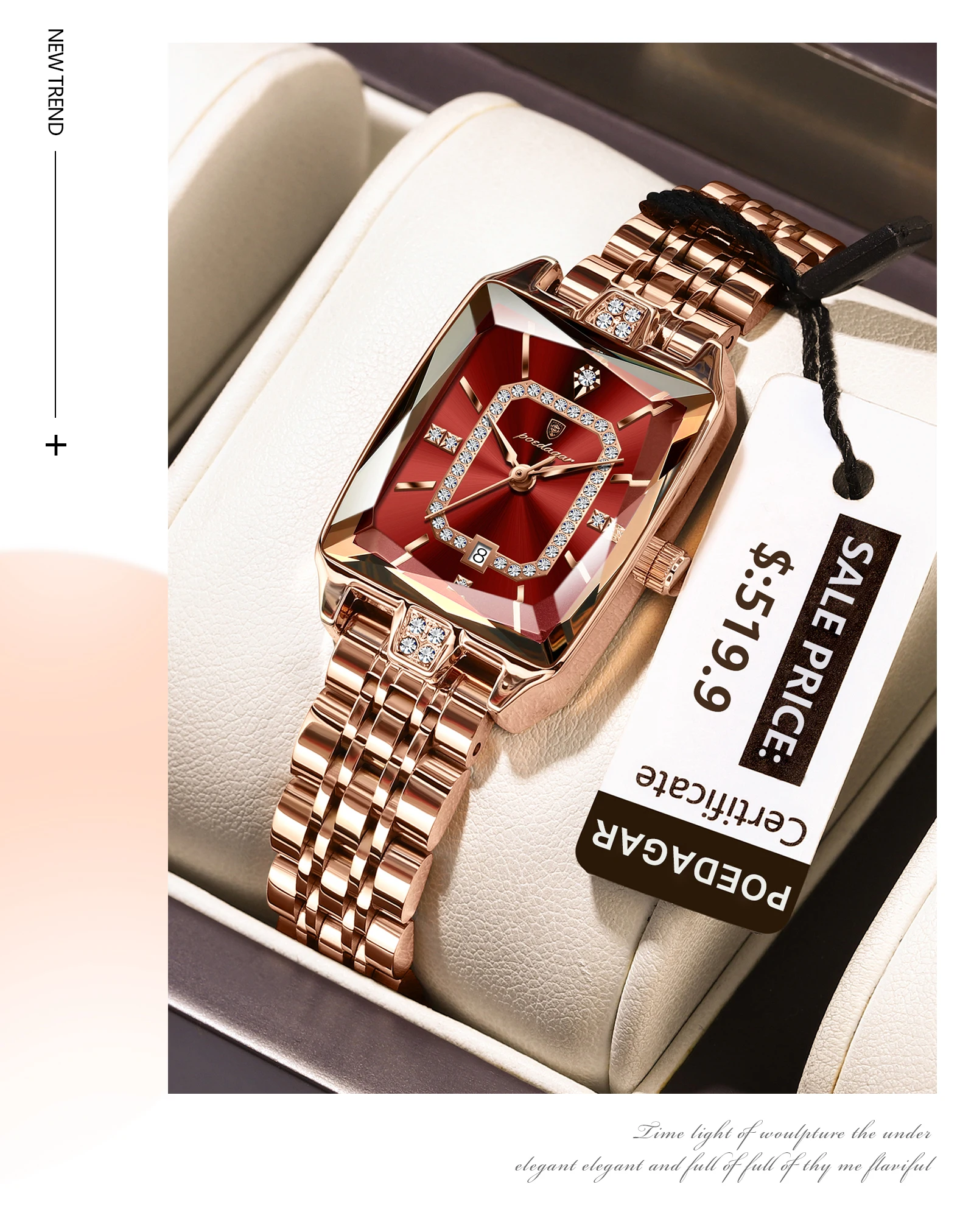 POEDAGAR 785 Fashion Quartz Watch Women Stainless Steel Waterproof Luminous Date Auto Luxury for Ladies Watches Relogio Feminino