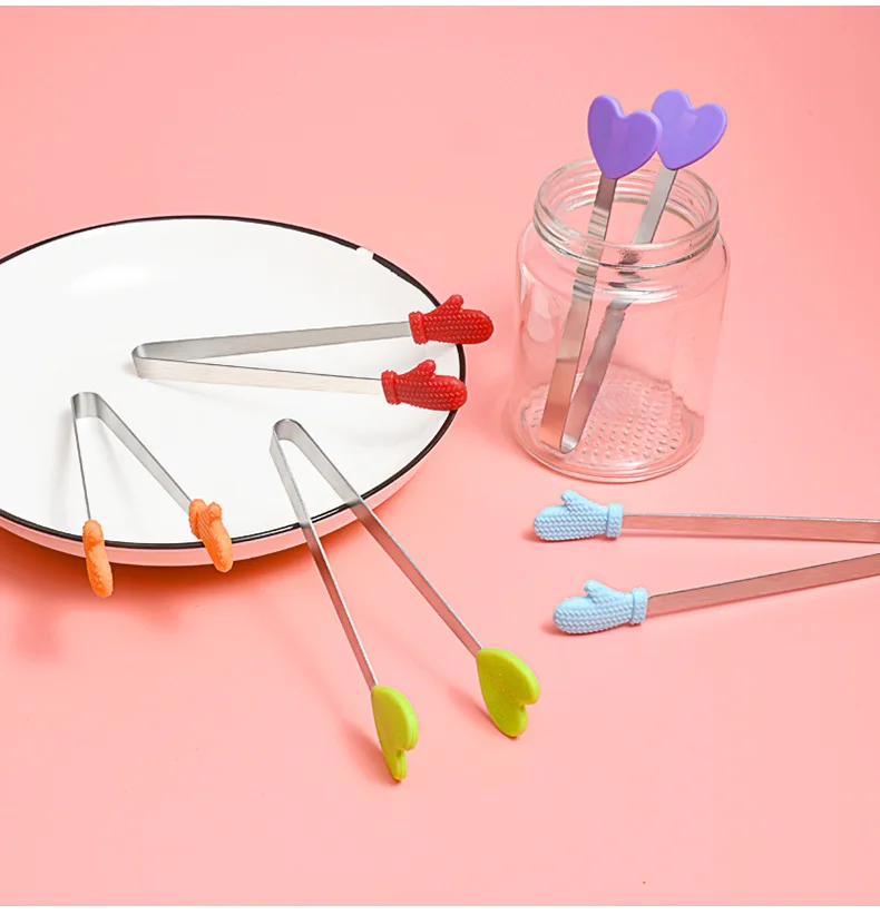 Kitchen Tool Durable Bbq Ice Tongs Nonstick Mini Silicone Food Clip