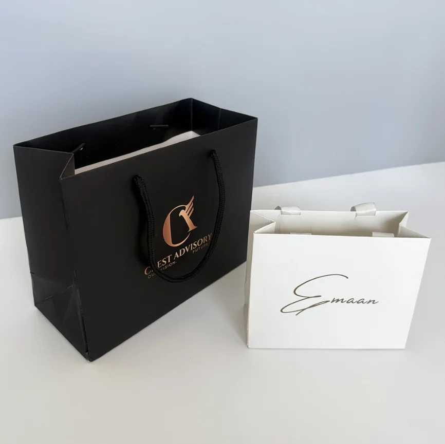 OEM Custom With Your Own Logo Print Printing Luxury Boutique Small Gift Shopping Jewellery Jewelry Packaging Paper Bag