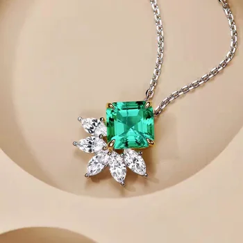 Aimgal fine jewelry tarnish free S925 silver plated 18k gold lab carbon MUZO Emeralds Luxury necklace
