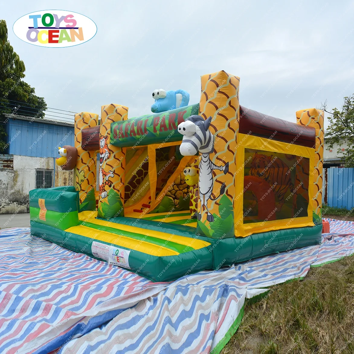 Custom Outdoor Playground Bounce Slide Combo Jungle Theme Safari Park Inflatable Jumping Bouncer Castle Kids Party Rental