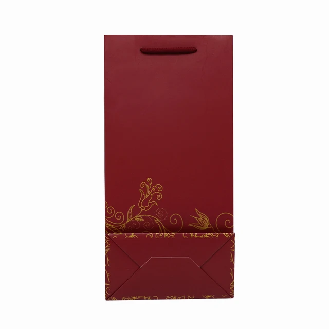 2024 Wholesale Custom Logo  Luxury Wine Bottle Paper Bag With Nylon Rope Handles