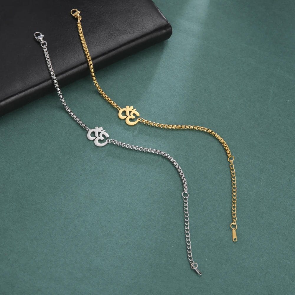 Bracciale Yoga OM In Acciaio Inox Con Doppia Catena - Simbolo Sanscrito Aum - 2