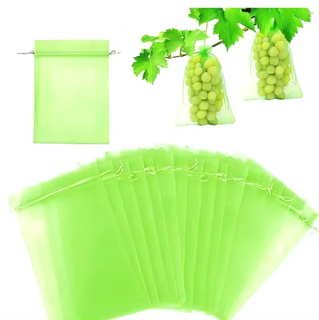 Reusable Netting Bags Mosquito Bug Insect Bird Nylon Net Barrier Bag with Drawstring for Protecting Plant Fruits Flower