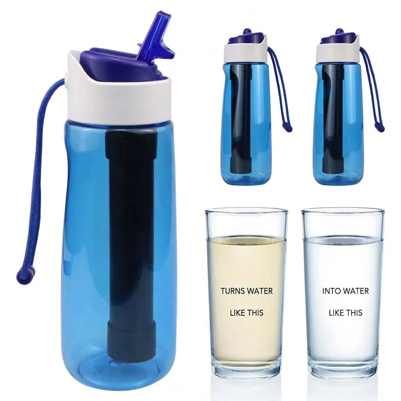 750ml Portable Sports Water Bottle With Straw For Camping Hiking