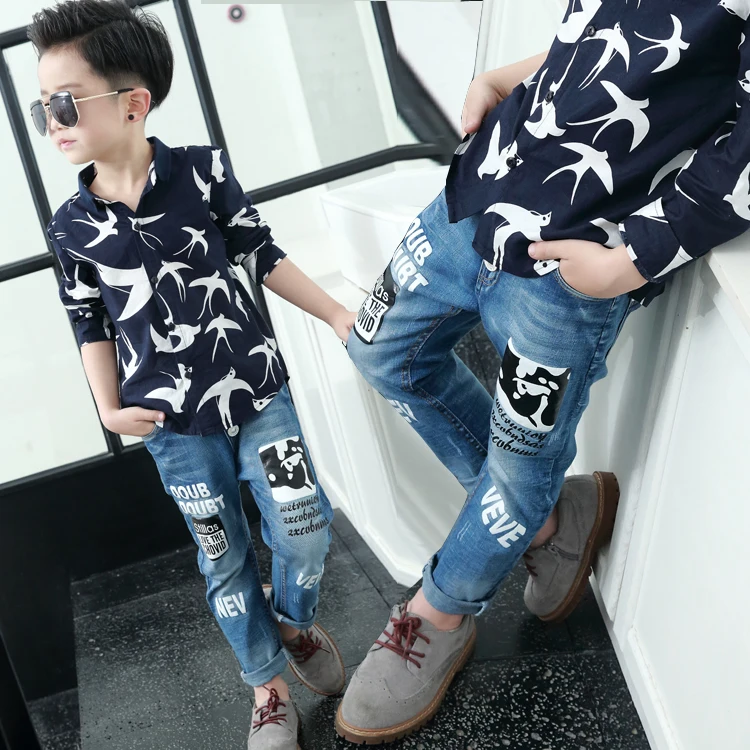 China Popular Jean Fabric New Pattern Jeans Pants Printed Jeans