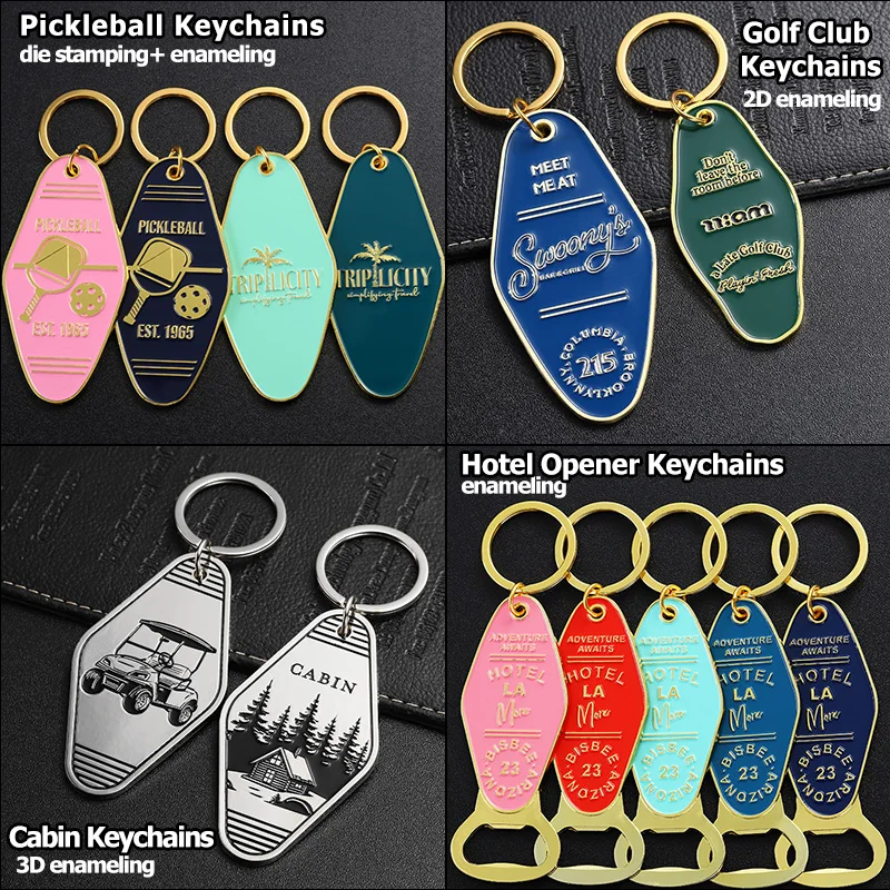 Personalized Design Custom Logo Keychain Metal Zinc Alloy Soft Enamel 3D Key Chains Wholesale Room Hotel Retro Motel Keychain