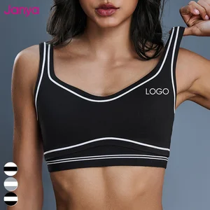 Janya Comfortable Xl Color Blocking V Neck Removable Pads Running Bras Breathable High Support Shockproof Sports Bra for Women