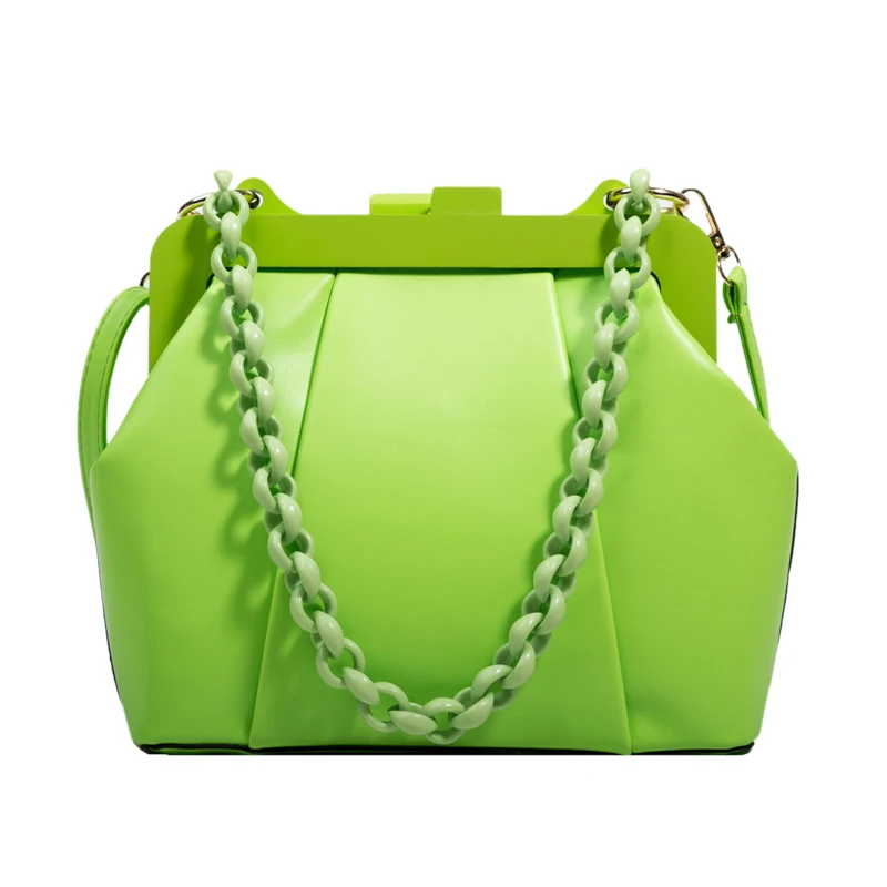 Bolsa de cadena de 7 colores Luxury Soft PU Leather Bag Bolsos y monederos Bolsos de mano Bolsos para colgar del hombro 