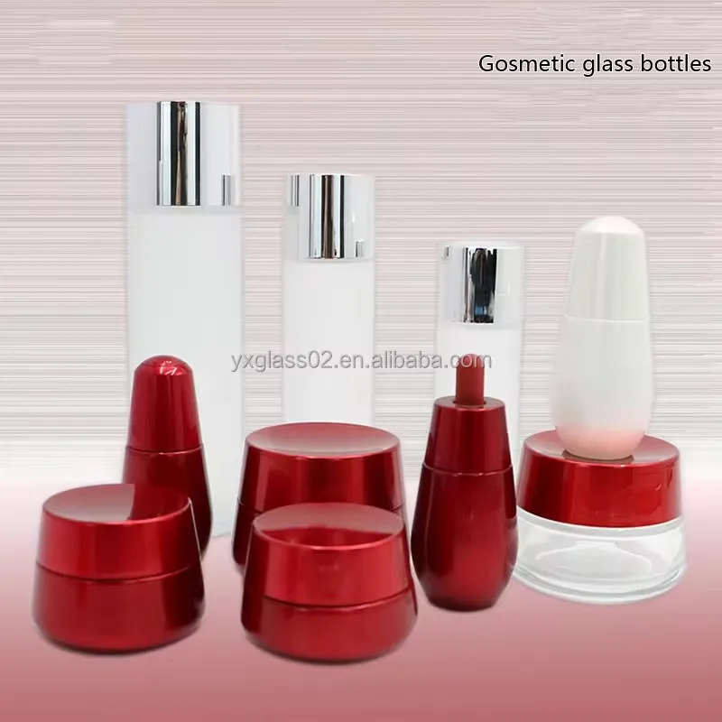 Oem High-grade container 75ml160ml230ml frosted&Glossy serum skincare cosmetic packaging cosmetic glass bottle set supplier