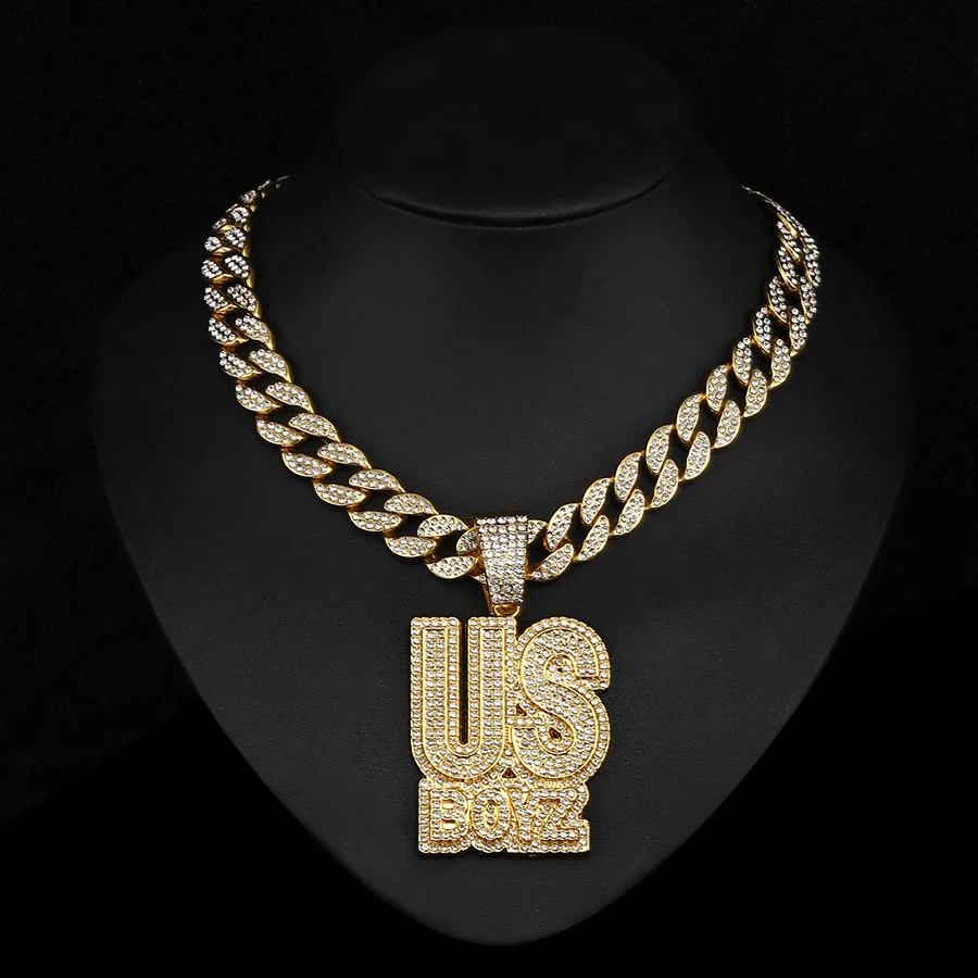 NL2253 US BOYZ Hip Hop Diamond Letter Pendant - High Quality