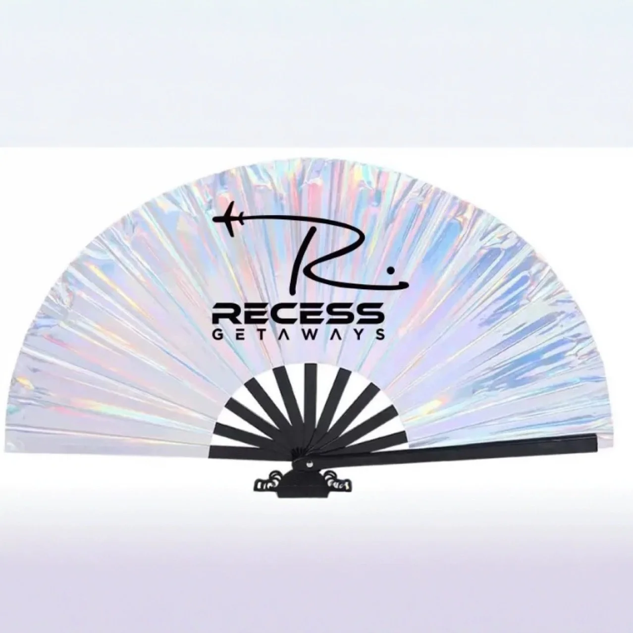 33.3cm Colorful Kung Fu Fan Black Bone Plastic Tai Chi Fan Dollar Fan Fluorescent Fan Fabric Fan Cross-Border Model 0089 for preview 2