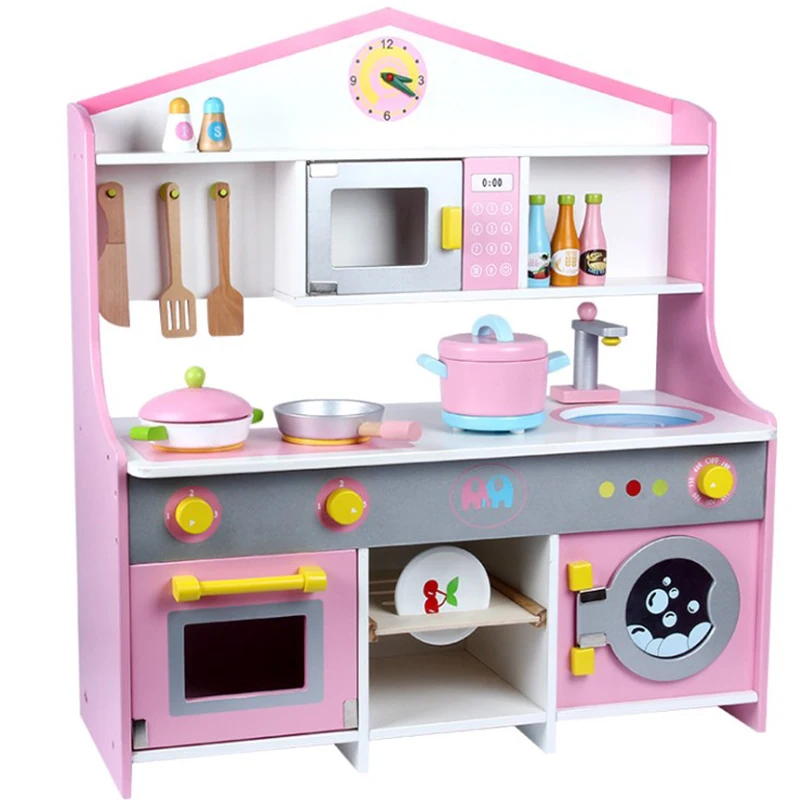 Детская игрушка ролевые игры большой розовый кухонный набор Дети в деревянной