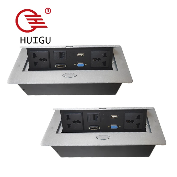 Conference Table Connectivity Box Multimedia Tabletop Hidden Pop up Power Waterproof Socket and Plug Box Furniture Hardware