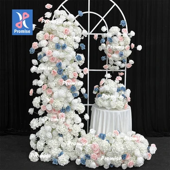 Promise Hot Sale White Roses Artificial Flower Arch Wedding Decoration Wedding Arch Backdrops