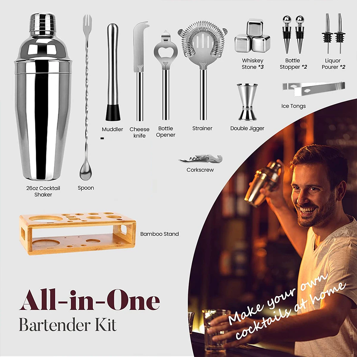 French Recipe Cocktail Shaker Herramientas De Bar Kit De Bartender