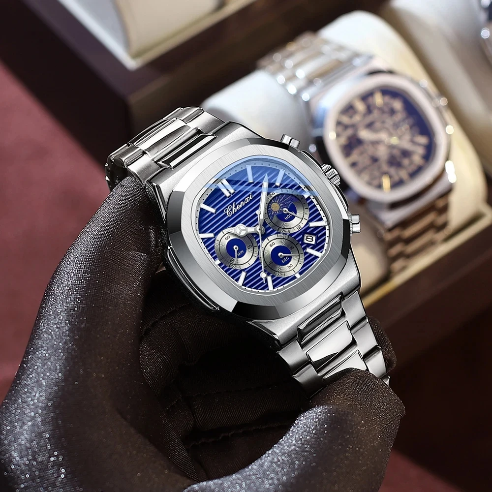 CHENXI CX-922 Fashion Skeleton Square Mechanical Watch