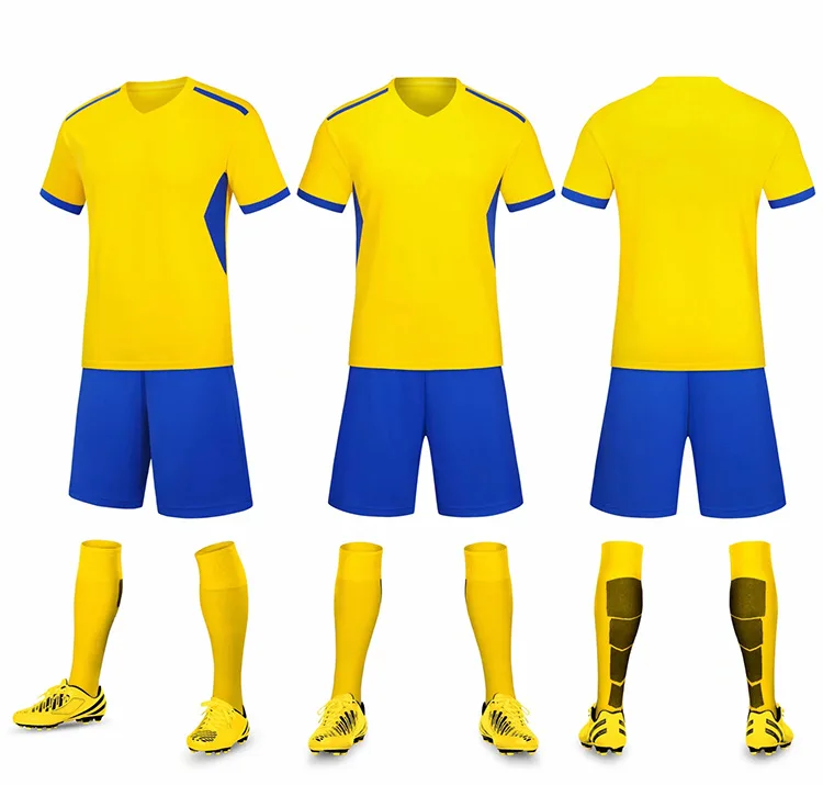 Bulk-buy Yellow Plain Football Jerseys and Shorts price comparison