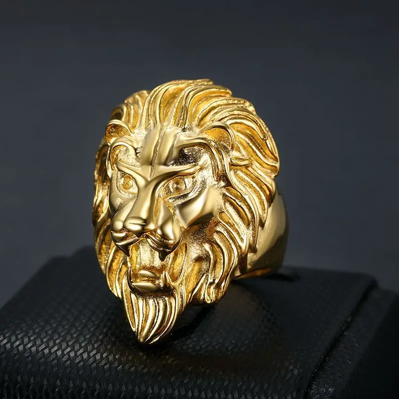 18k Gold Gold Plated Lion Ring Buy Gold Lion Ring, Lion Head Ring