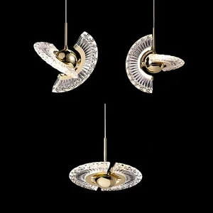 Modern Gold Luxury Acrylic Led Chandelier Lamp Creative Flying Saucer Deco Pendant Light Home Hotel Restaurant Villa Application