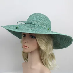 Новое поступление натуральная мадагаскарская соломенная шляпа из рафии церковные шляпы для женщин и девушек высокое