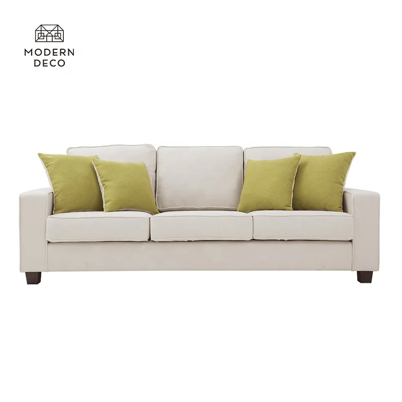Ghế Sofa 3 Chỗ Ngồi Bọc Vải Màu Be 2021 Canap Sala Muebles Khung Gỗ Phong Cách Mid-century