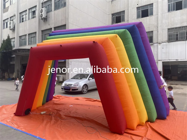 Colorful Rainbow Inflatable Arch Tunnel Entrance for Pride Parade Party Decoration