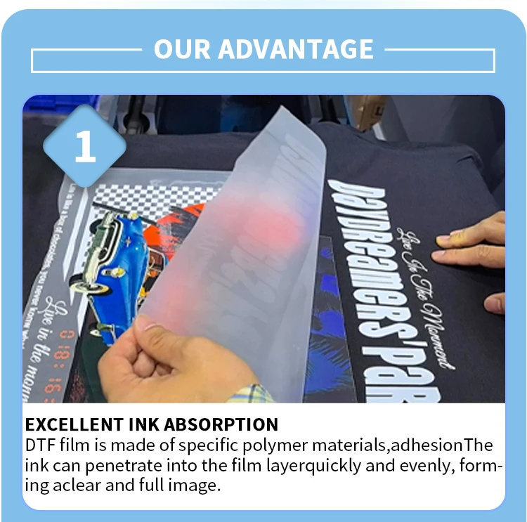 Dtf Film 60cm Roll A2 A3 A4 Dtf Pet Heat Transfer Printing Film Paper Instant Peel Dtf Printer Film manufacture