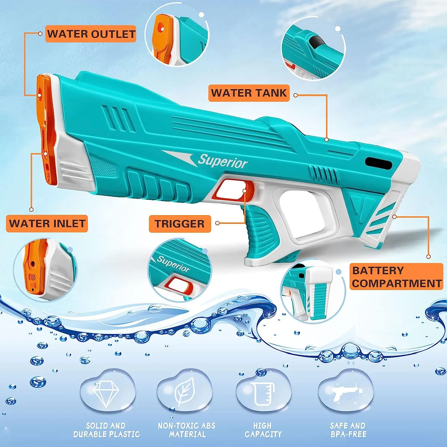 New Arrival Superior Water Machine Gun Electric Automatic Water