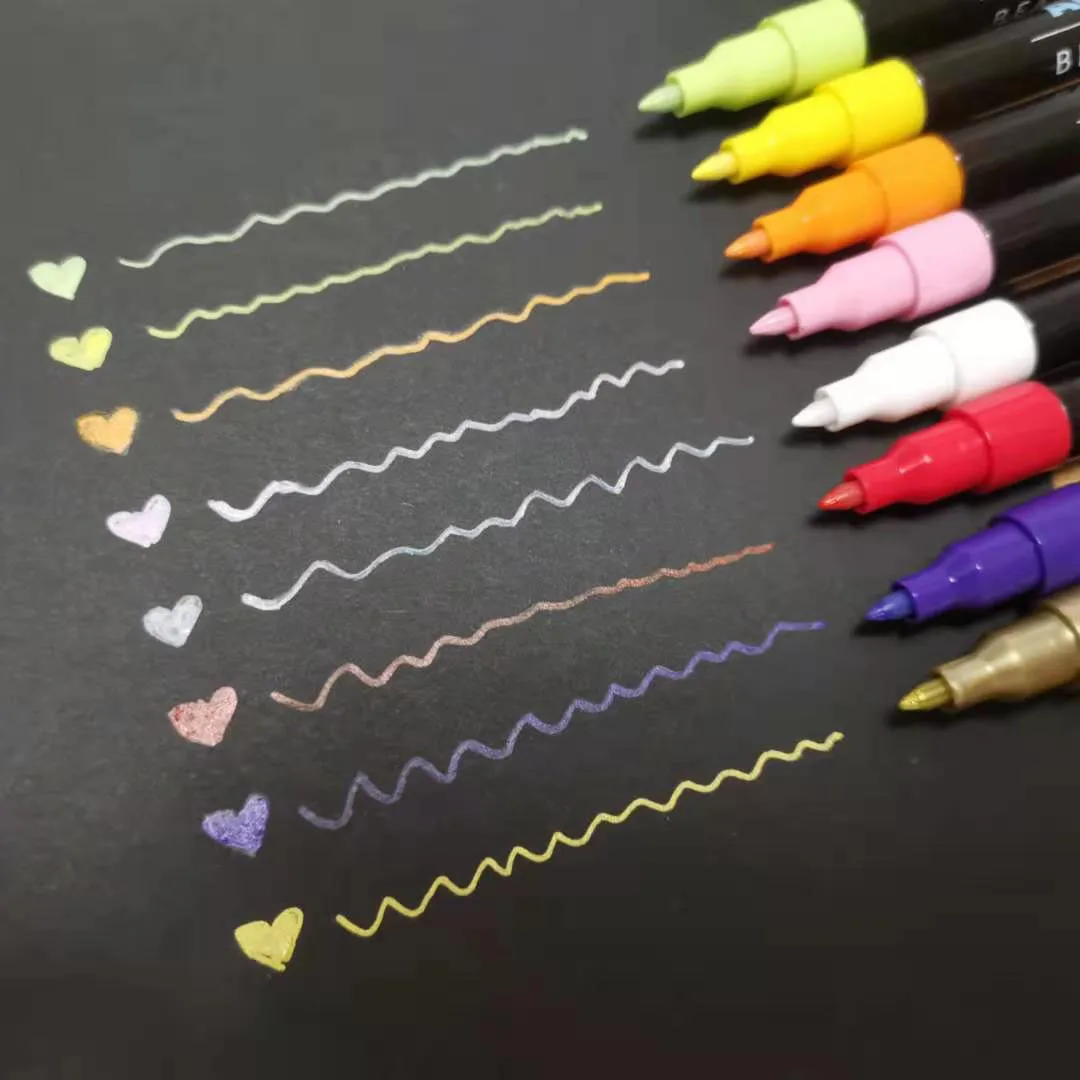 OEM 12 видов цветов пластиковый тонкий наконечник металлическая акриловая краска Ручки Маркеры