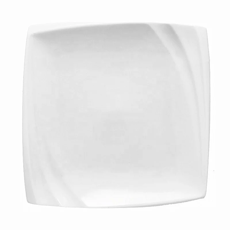 Wholesale Square Shape Embossed Porcelain Dinnerware Set Plate Dishes