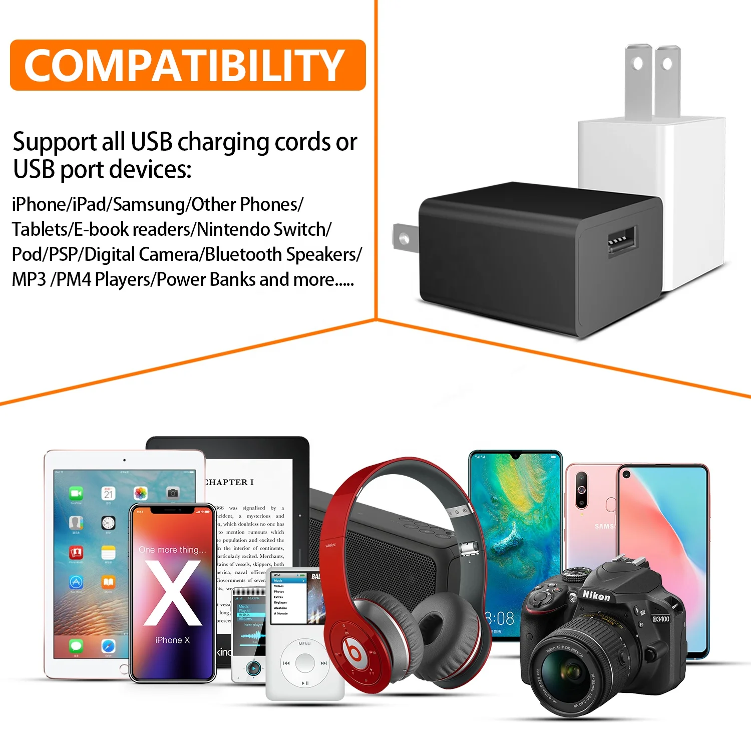 ETL FCC сертифицированные настенные USB адаптеры питания с американской вилкой 5V 1A 1.2A 1.5A блок питания с одним портом