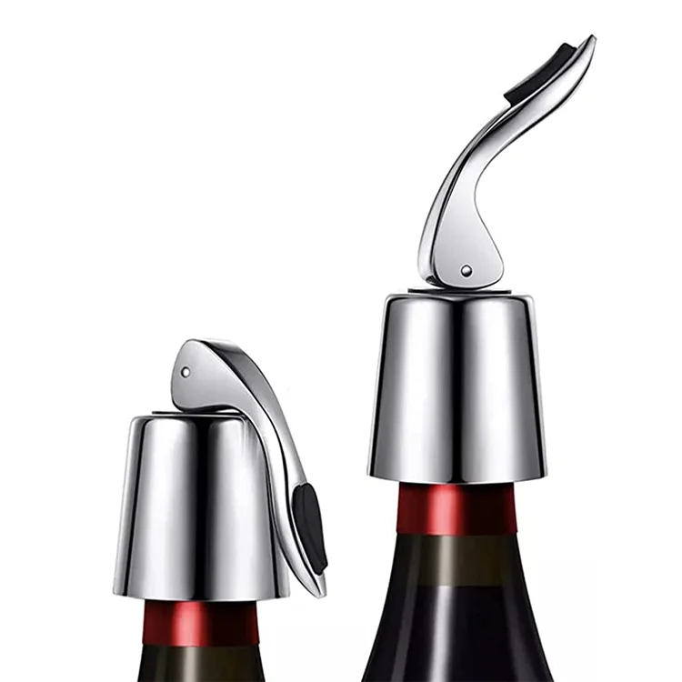 High Quality Durability Easy Clean Reusable Stainless Steel Wine Bottle Stopper With Silicone Plug