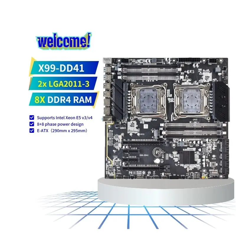 NEW X99 8+8 Phase Power Supply LGA 2011-3 Supports Intel Xeon E5 V3/V4  Mainboard Quad-channel ECC DDR4 X99 Dual CPU Motherboard