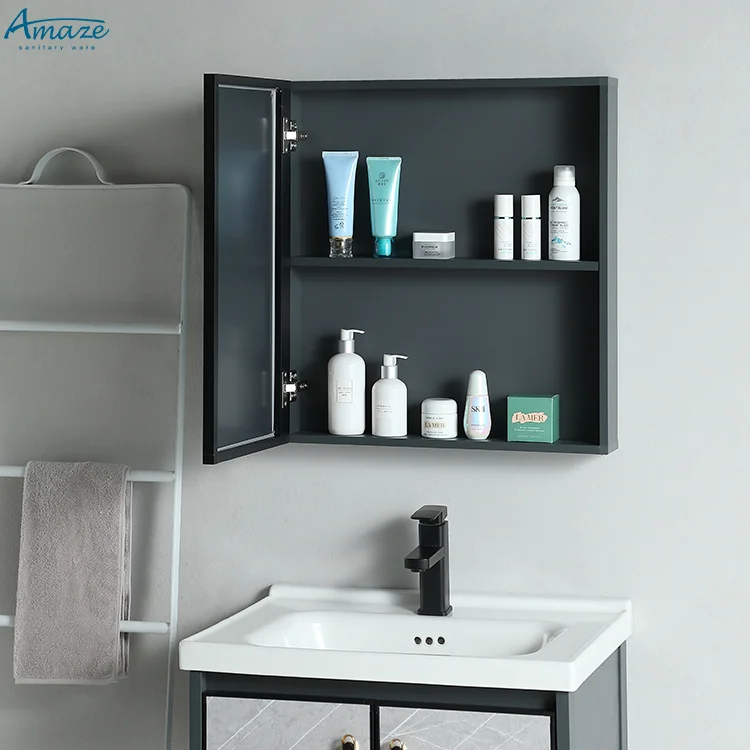 Wholesale custom high quality wall mounted aluminum mirror bathroom cabinet vanity sink factory