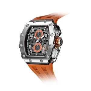 In Stock Luxury Automatic Quartz Chronograph Watch Japan Movt 5 BAR Silicone Band Fashionable for Business Men