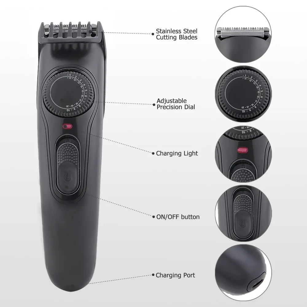 Adjustable Comb Removable Cutting Cordless Hair Clipper USB Rechargeable Hair Trimmer Cordless Hair Cut Clipper Trimmer for Men