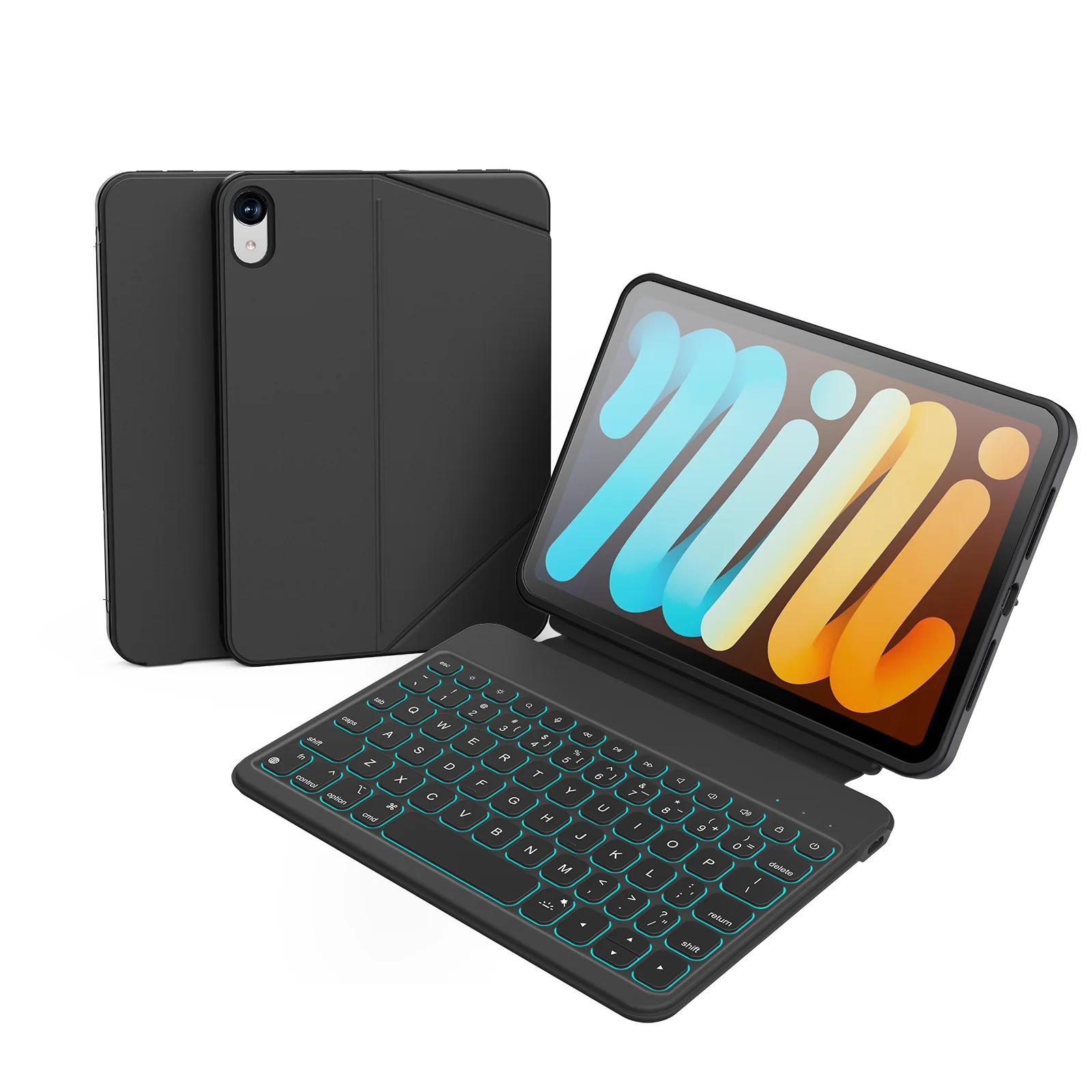 product rgb backlit detachable keyboard case for ipad mini 6th  7th gen slim lightweight cover case for kids study  work adults-5