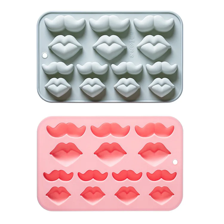Silikon-Bart- und Lippen-Formset – hitzebeständig und leicht entformbar. Für Schokoladenbonbons und Kuchen. Werkzeuge